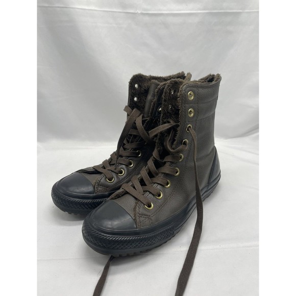 Converse Chuck Taylor All Star Boot Leather Fur Hot Cocoa/Black Women’s 6.5 - Picture 2 of 11